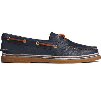 Sperry Authentic Original Tumbled Kožené Tmavomodre - Damske Mokasíny